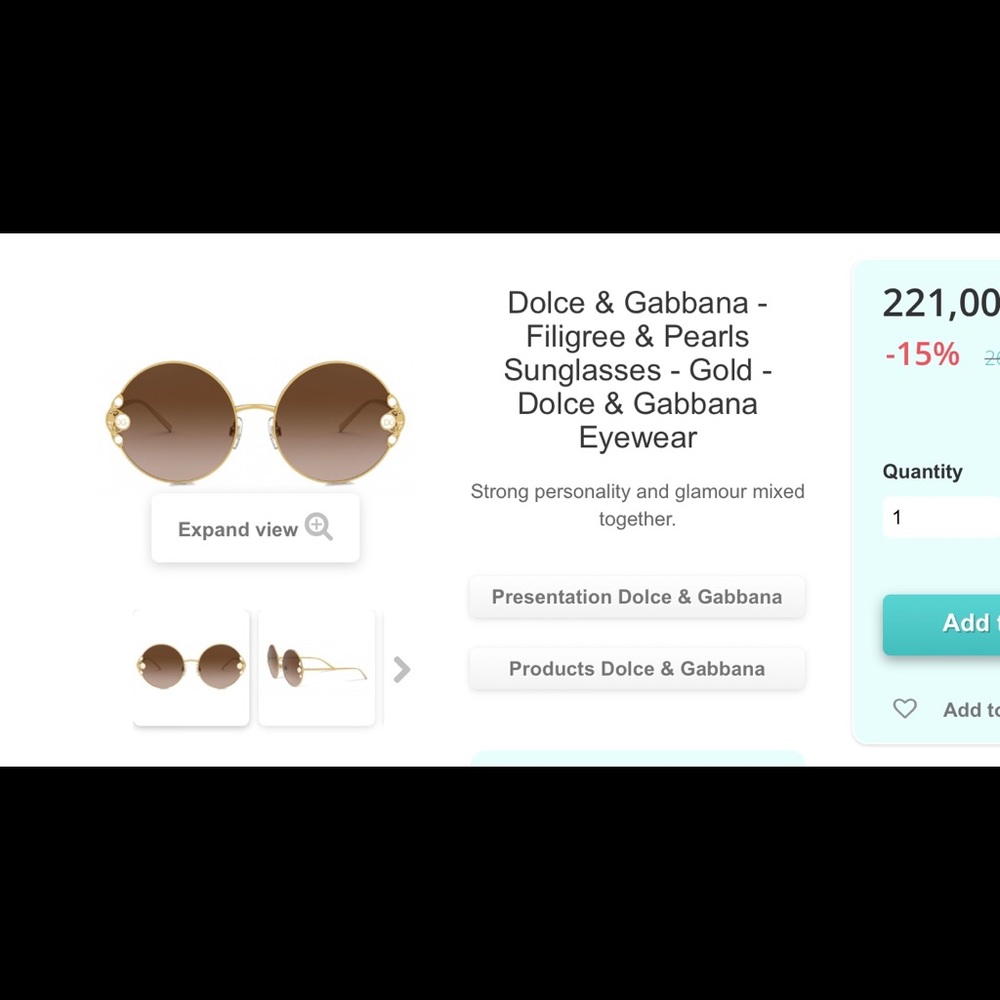 DOLCE & GABBANA ROUND SUNNIES WITH EMBELLISHED PEARLS WITH GOLD LOGO DETAILING - Picture 9 of 16